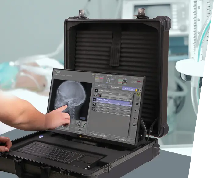 Leonardo DR mini III: sistema protable de rayos x para hospitales de a bordo