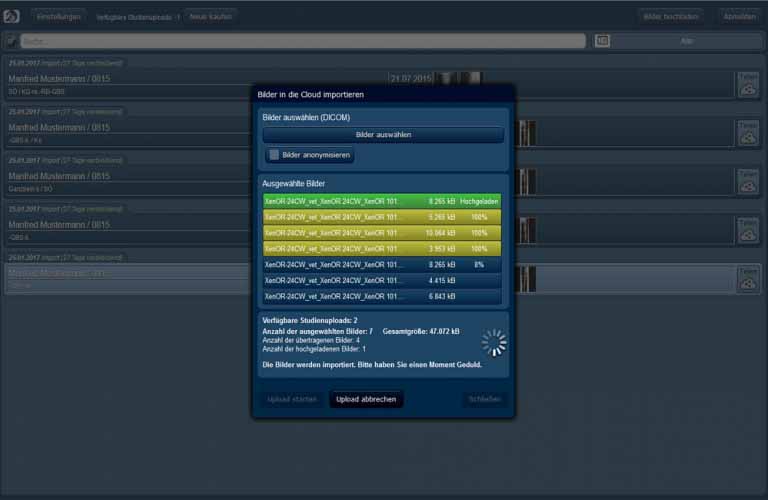 DICOM-Cloud ORCA-Screenshot - Telemedizin und Archivierung von medizinischen Bildern, Dokumenten und Befunden