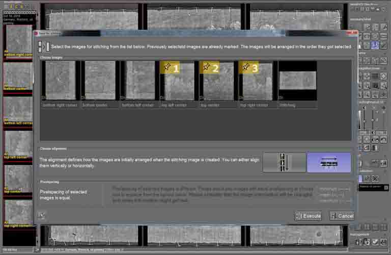 dicondePACS DICOS/DICONDE Betrachtungssoftware mit Stitching-Funktion zum Zusammensetzen  mehrerer Aufnahmen