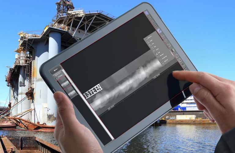 Viewing of X-ray image material, photos, process information, comments and other documents on mobile end devices within the framework of non-destructive testing methods (NDT) during material and quality tests